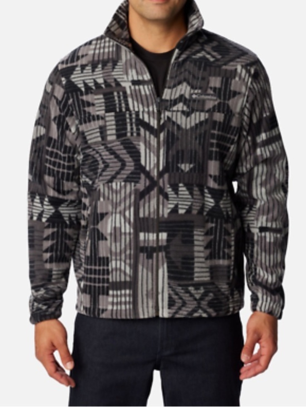 COLUMBIA Gray shark pathways printed steens mountain reversible fleece jacket YL